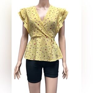 Monteau - EC - Floral Wrap Style Blouse